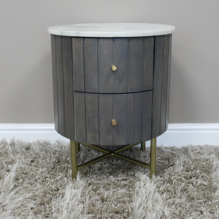 Round Marble Bedside Table