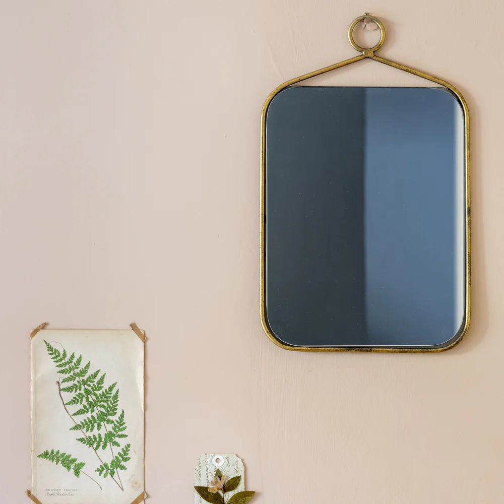 Simple Hanging Mirror Antique Brass