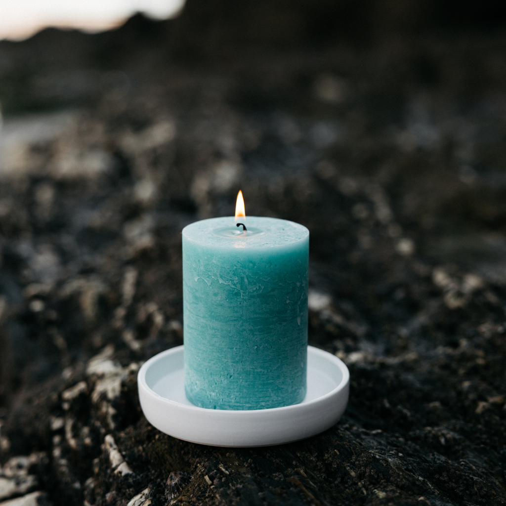 Sea Moss & Driftwood Fragranced Coloured Pillar Candle