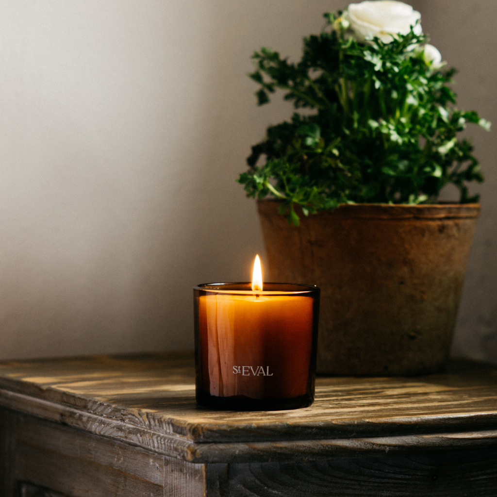 Vintage Rose Amber Glass Candle