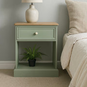 Pine Bedside Table 'Card Room Green'