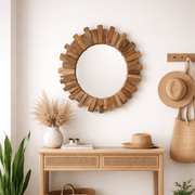 80cm Teak Round Mirror - Smallhill Furniture Co.