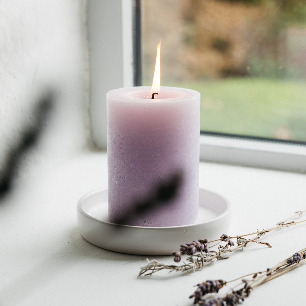 Tranquillity Fragranced Coloured Pillar Candle