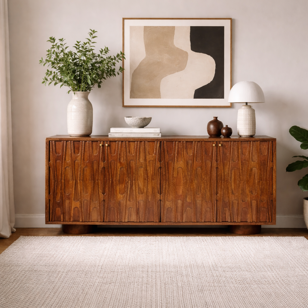 Barwara Wooden Carved 4 Door Sideboard