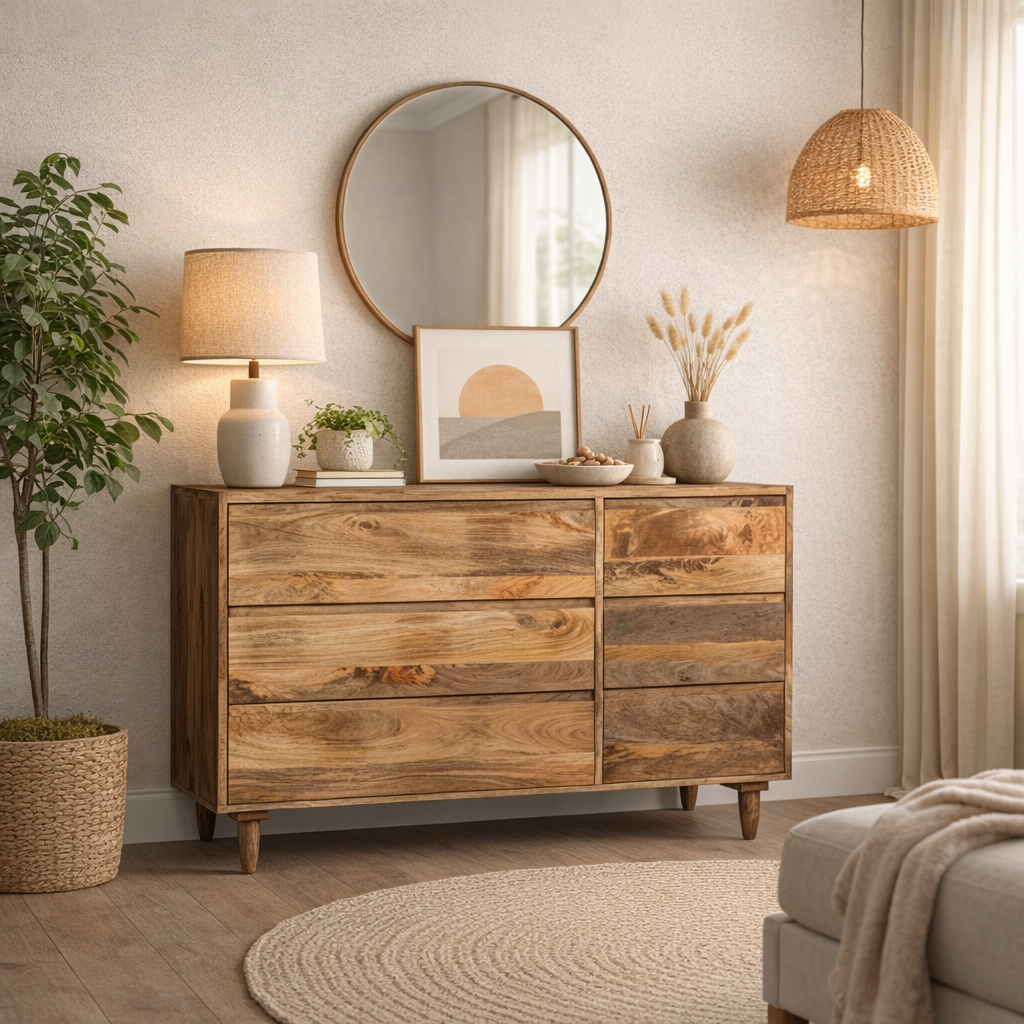 Mangowen 115cm 6 Drawer Sideboard