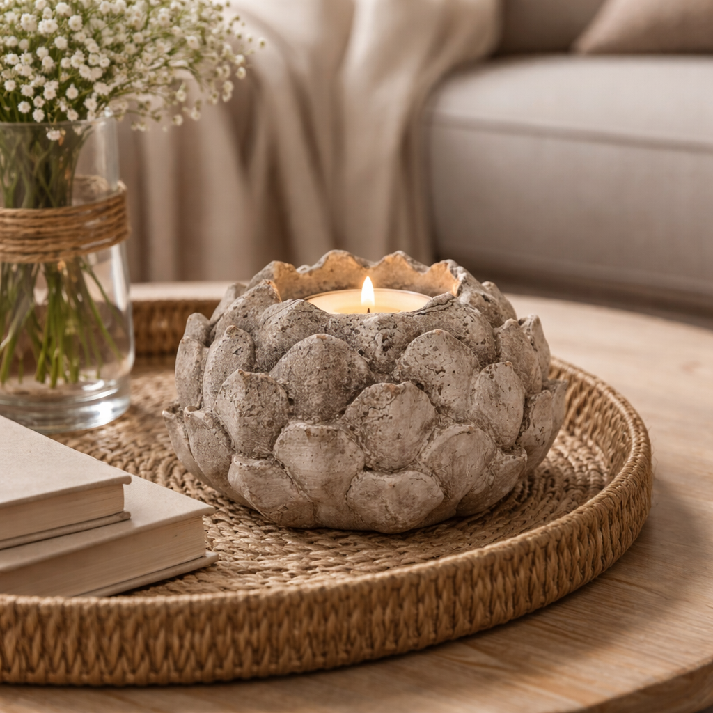 Stone Effect Acorn Tea Light Holder