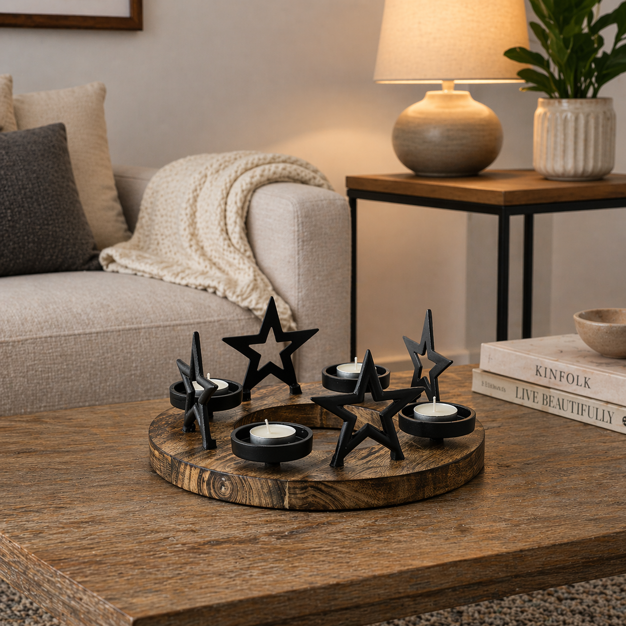 Black Table Display T Light Holder