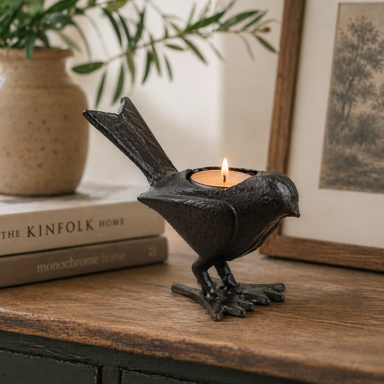 Cast Iron Bird Candle Holder