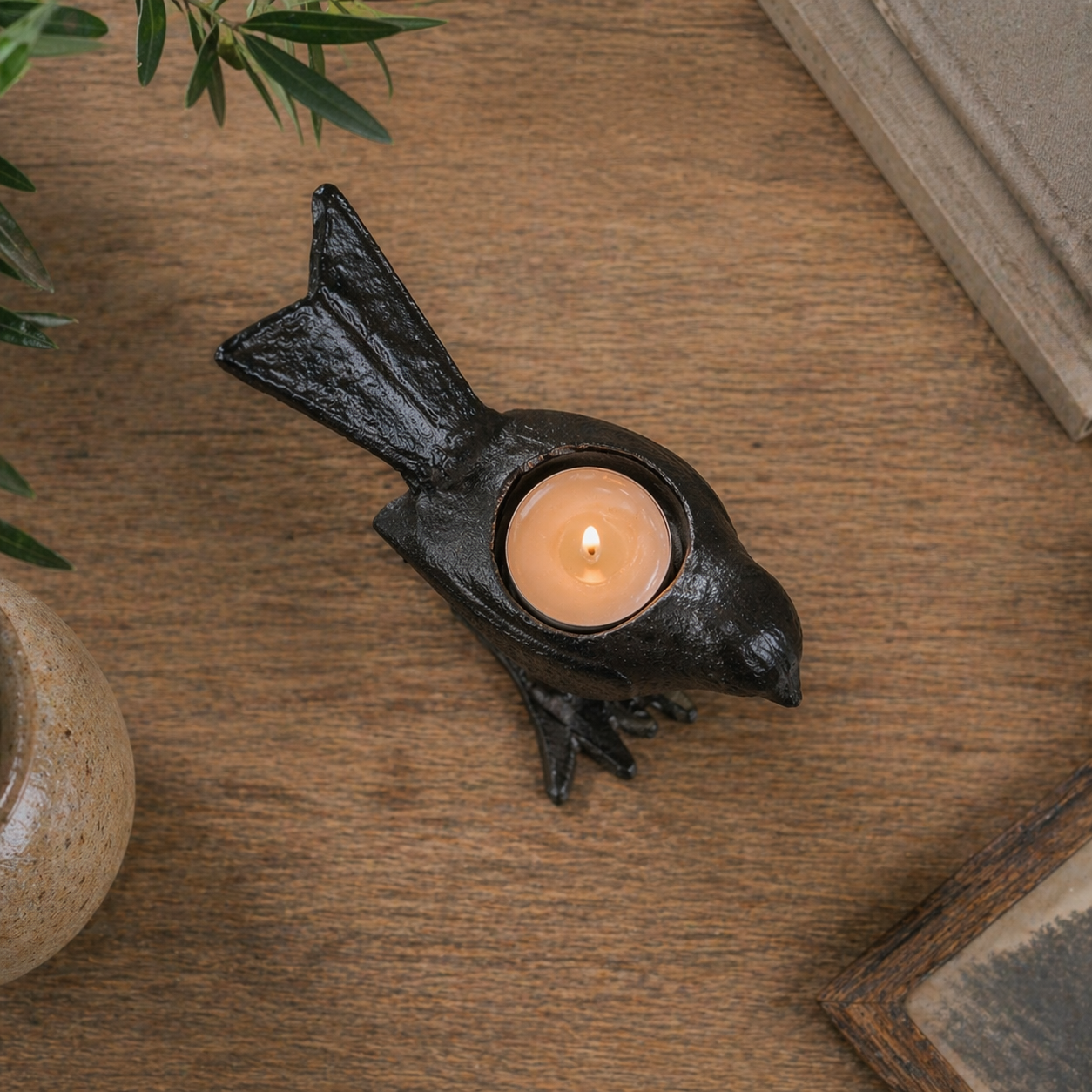 Cast Iron Bird Candle Holder