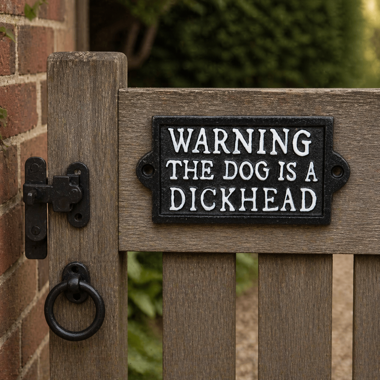 Cast Iron Sign - 'Dog is a Dickhead'