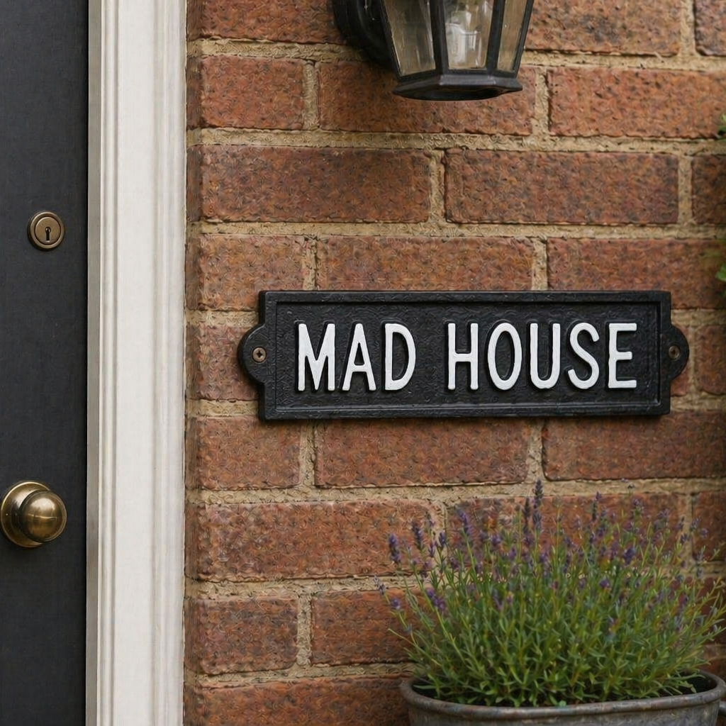 Cast Iron Mad House Sign