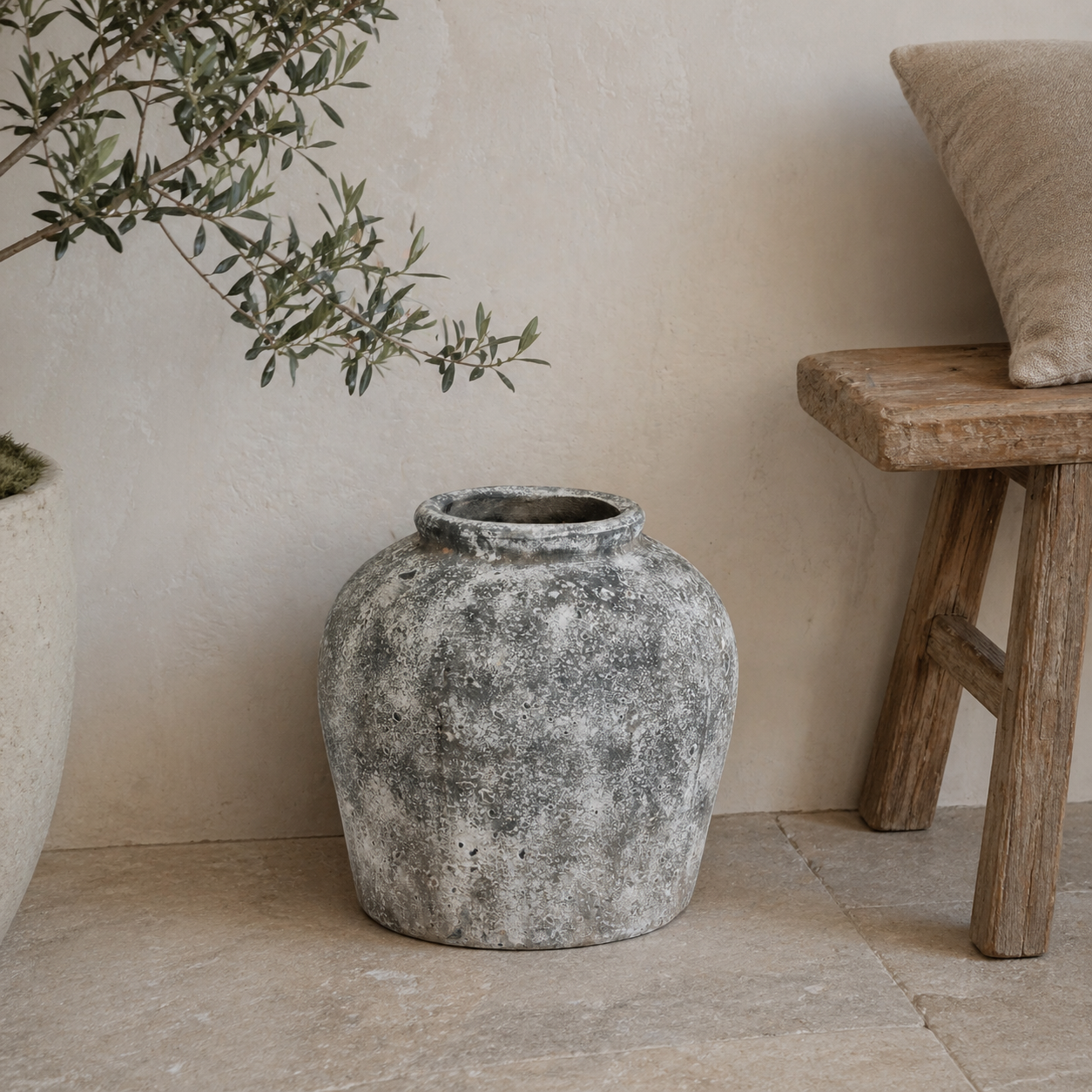 Aged Stone Ceramic Vase