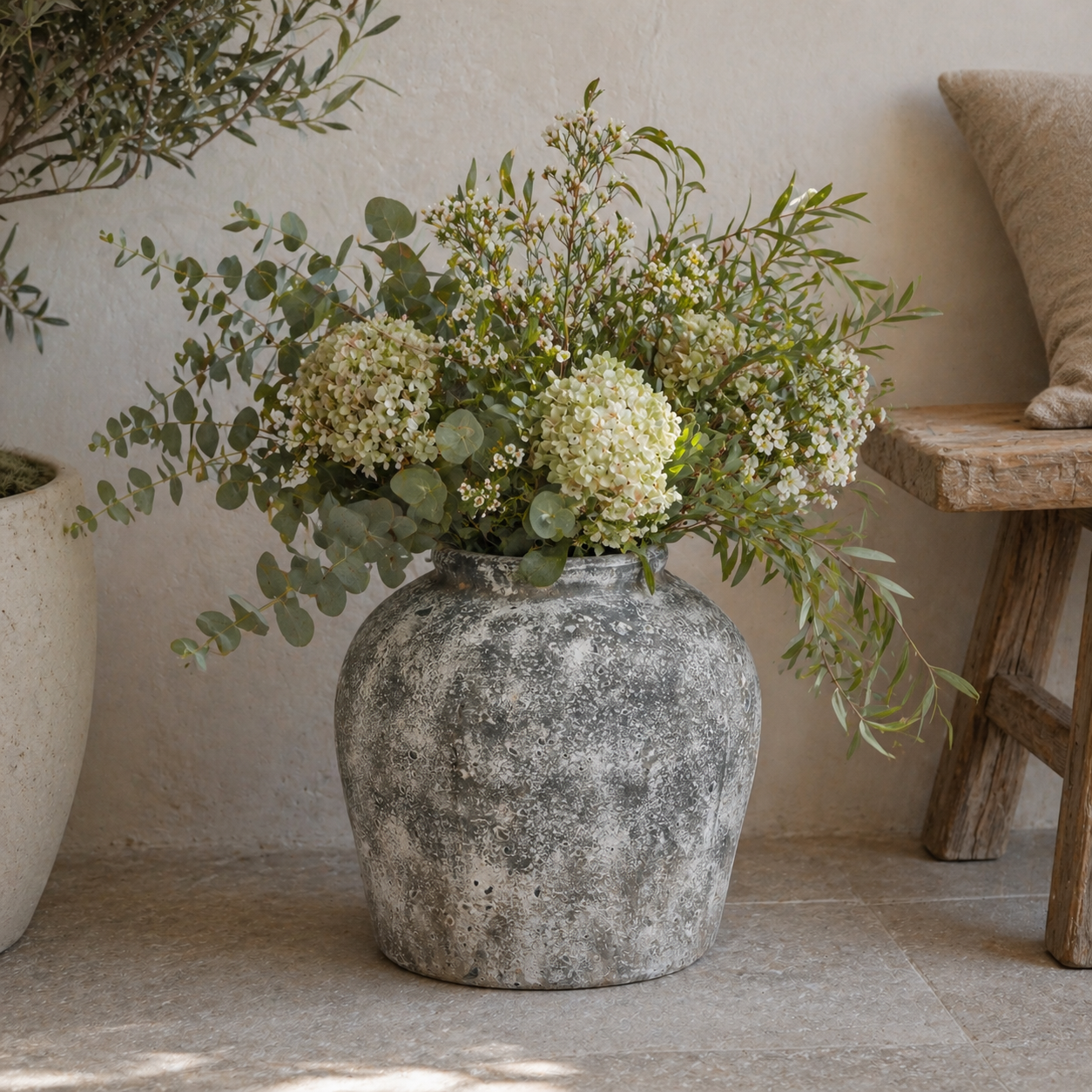 Aged Stone Ceramic Vase