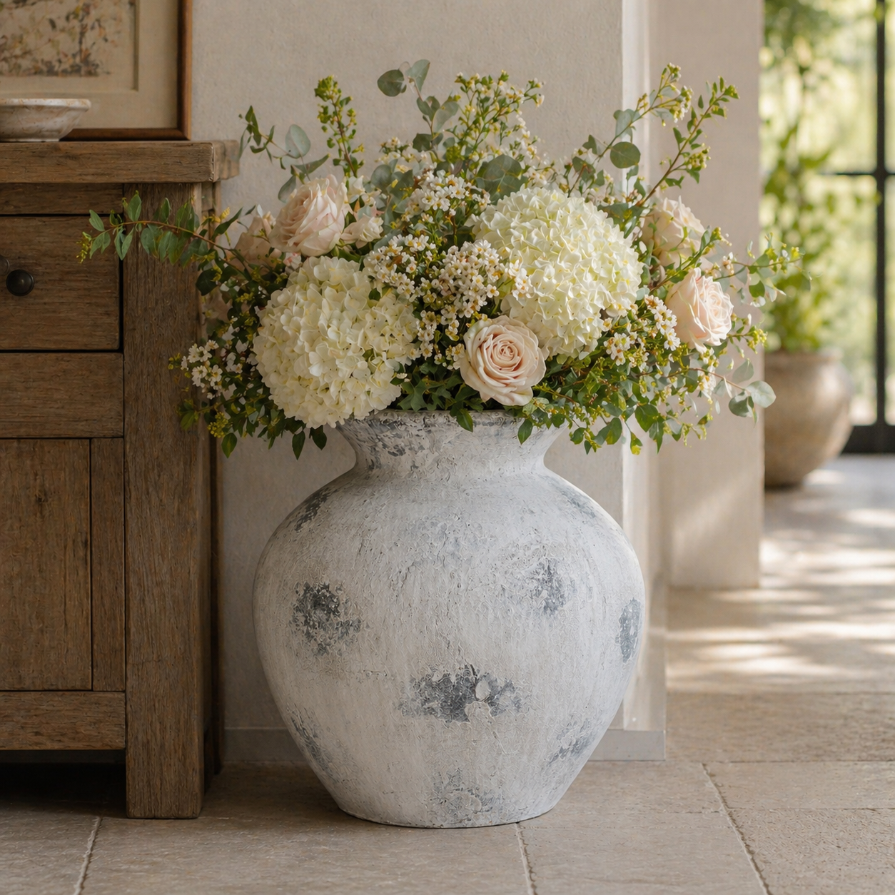 Downton Large Antique White Vase