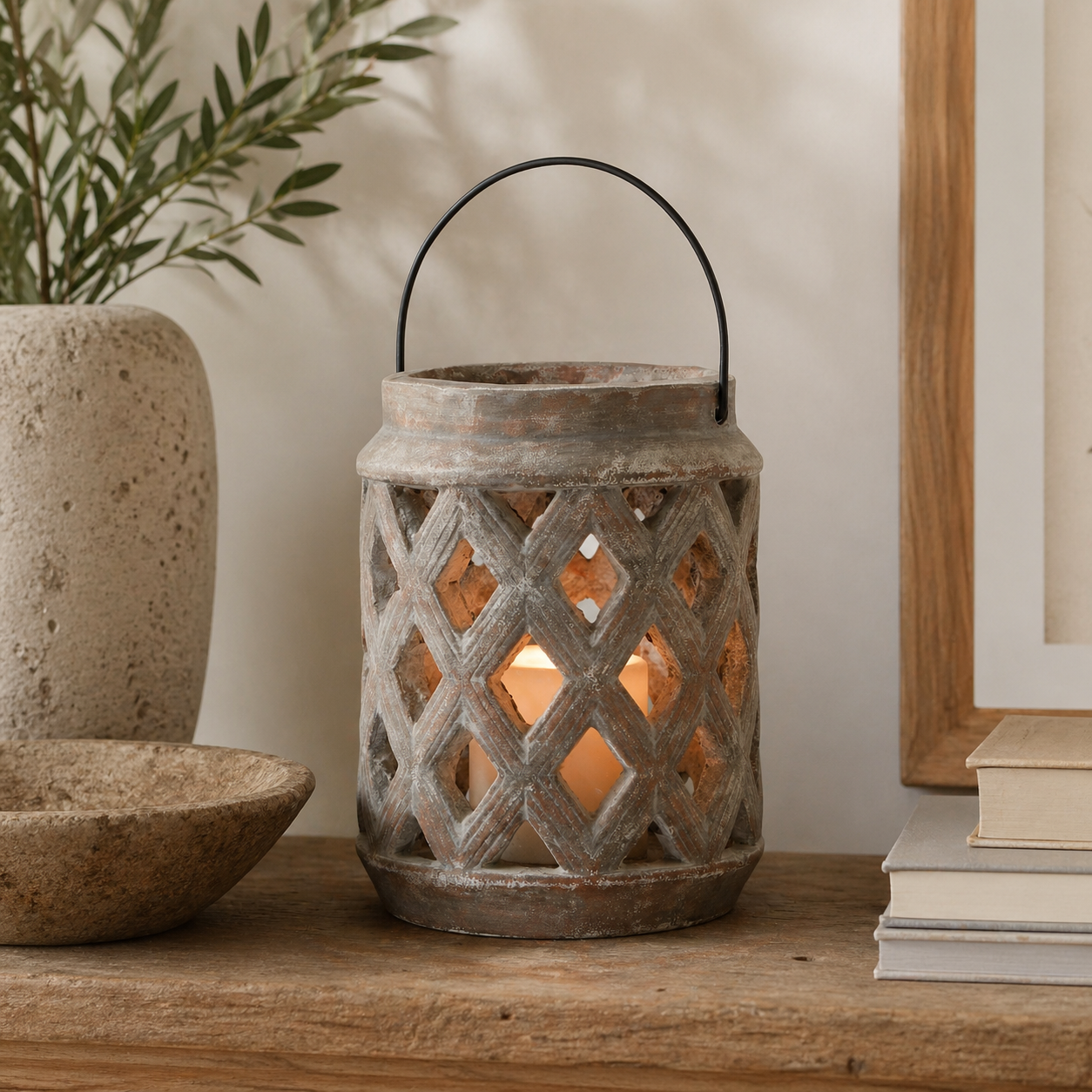 Siena Brown Large Lattice Lantern