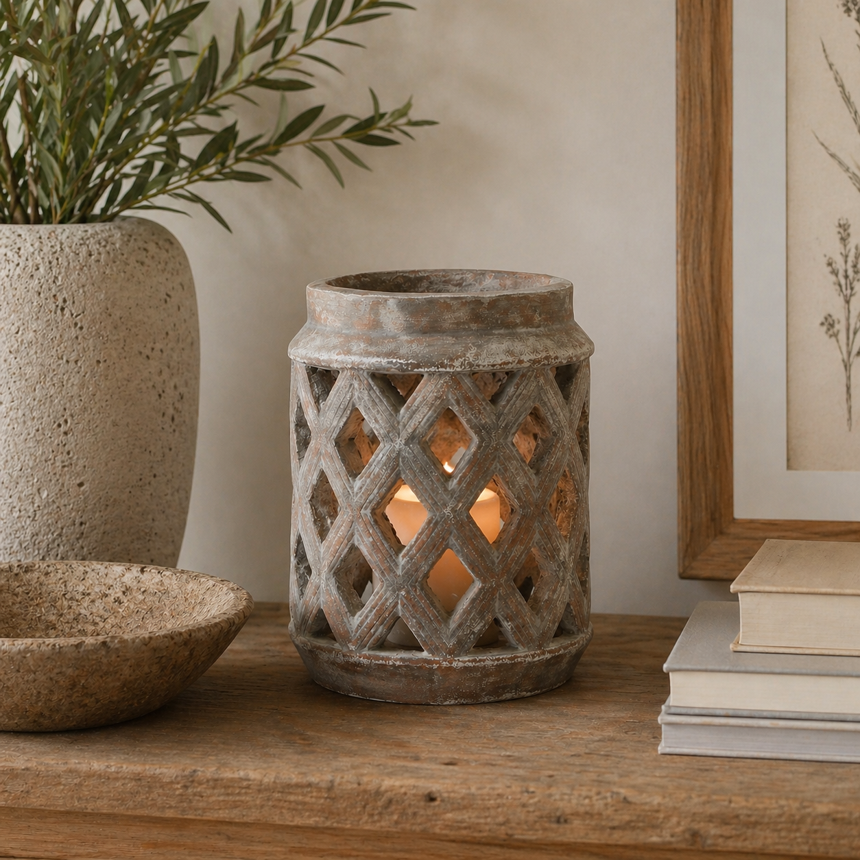 Siena Brown Large Lattice Lantern