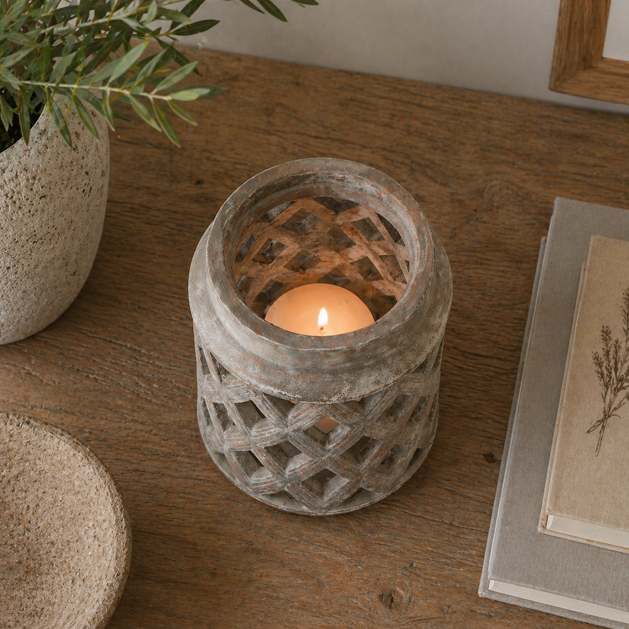 Siena Brown Large Lattice Lantern