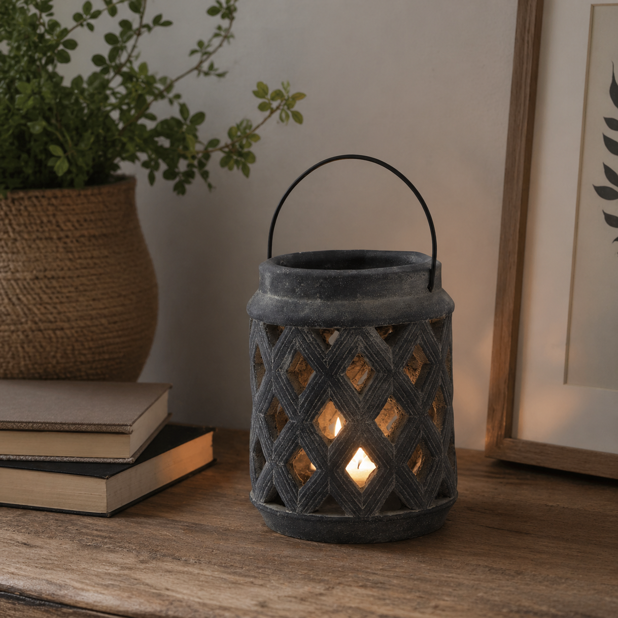 Amalfi Grey Large Lattice Lantern