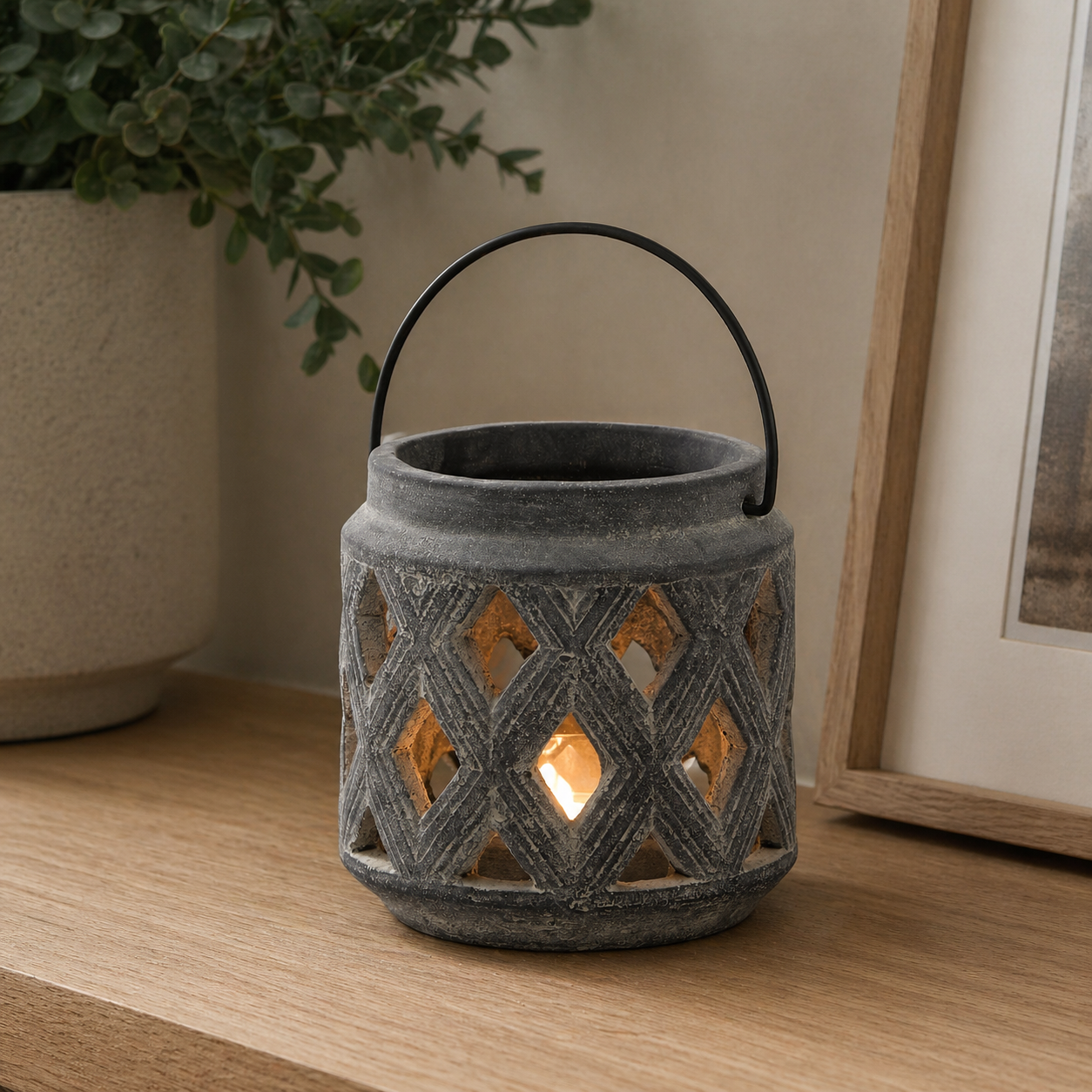 Amalfi Grey Small Lattice Lantern