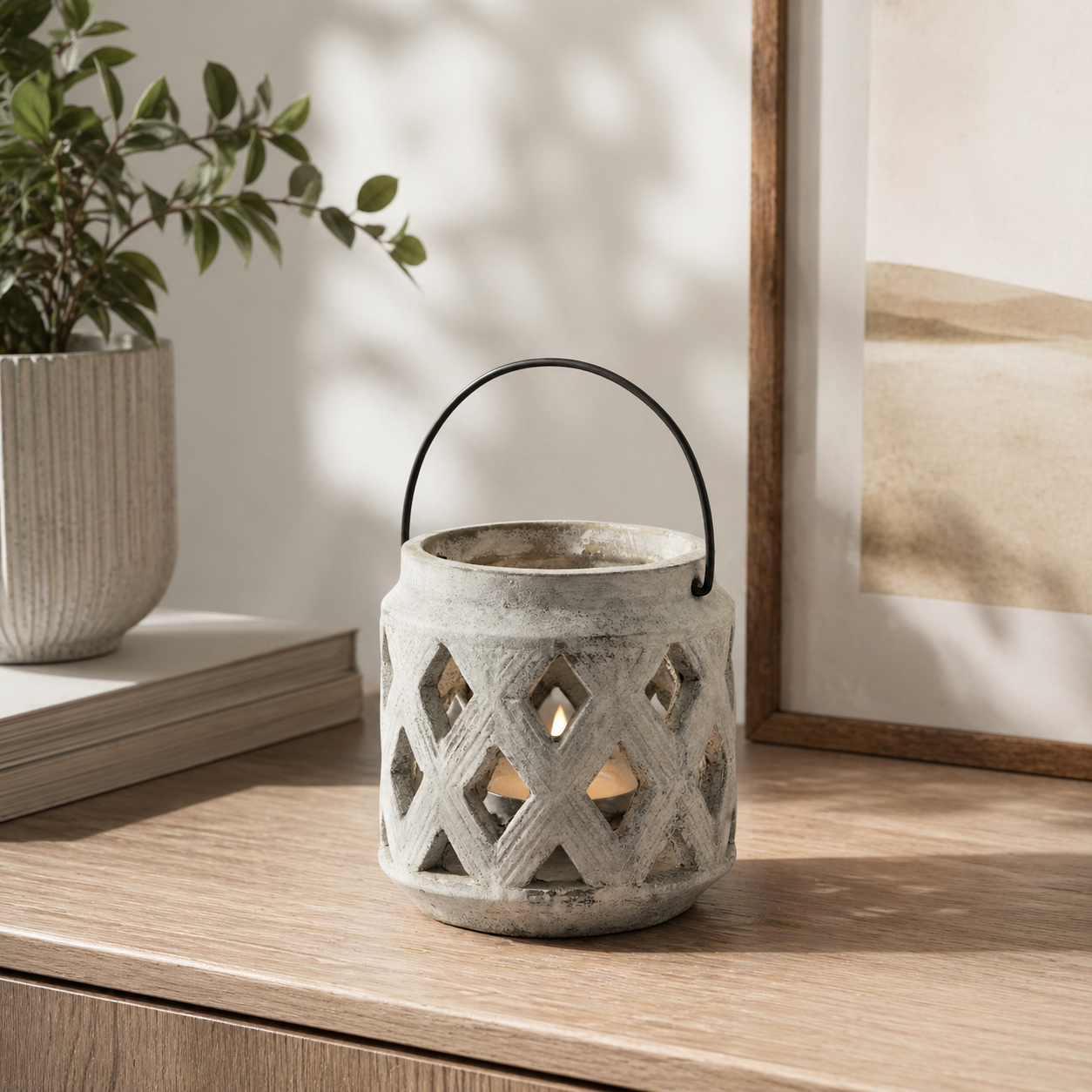Athena Stone Lattice Lantern