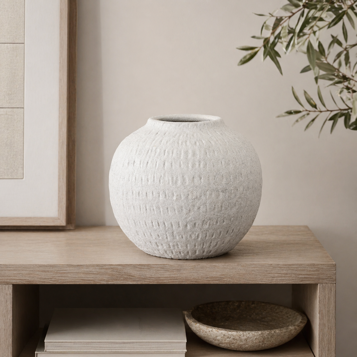 Ashen Large Round Vase