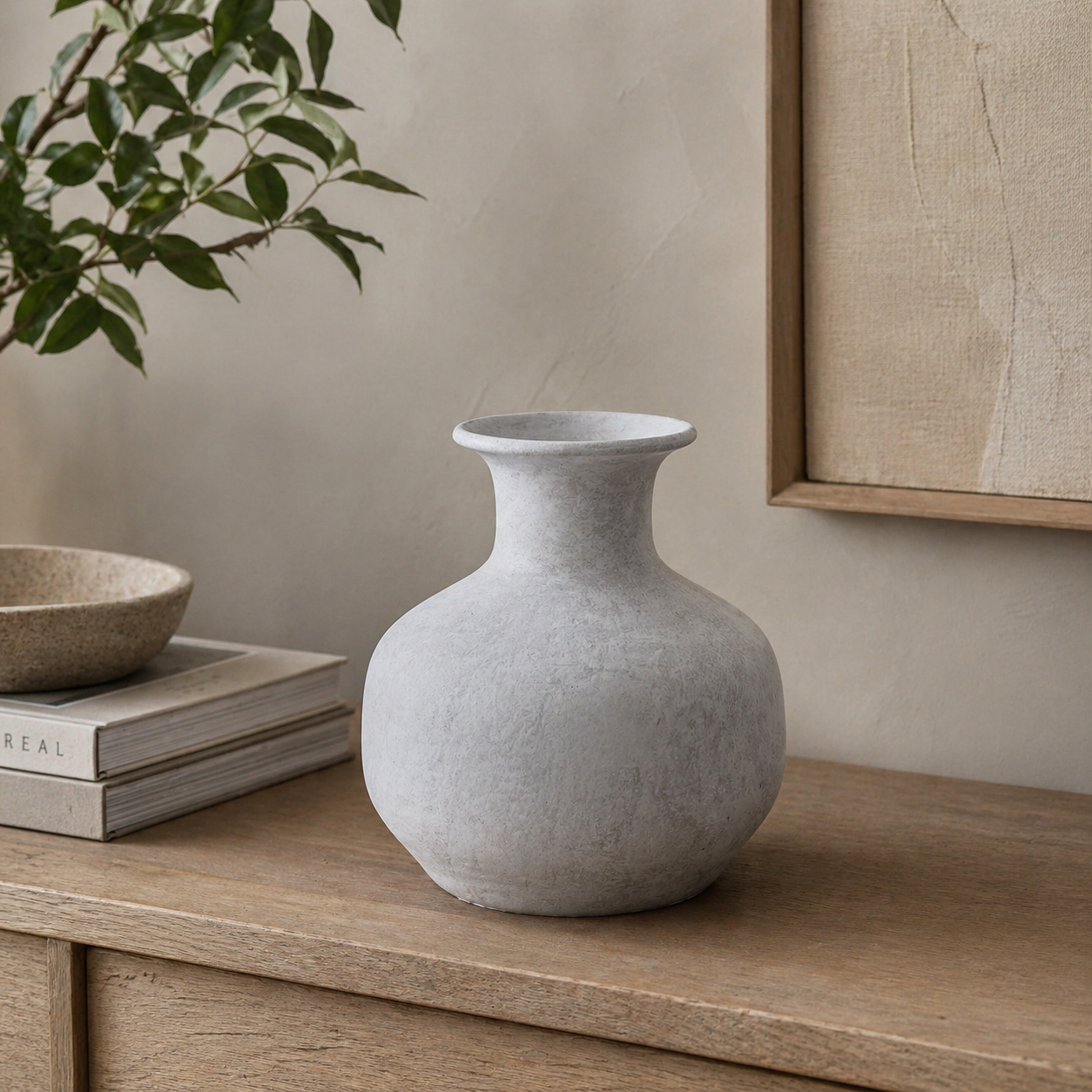 Darcy Squat Stone Vase
