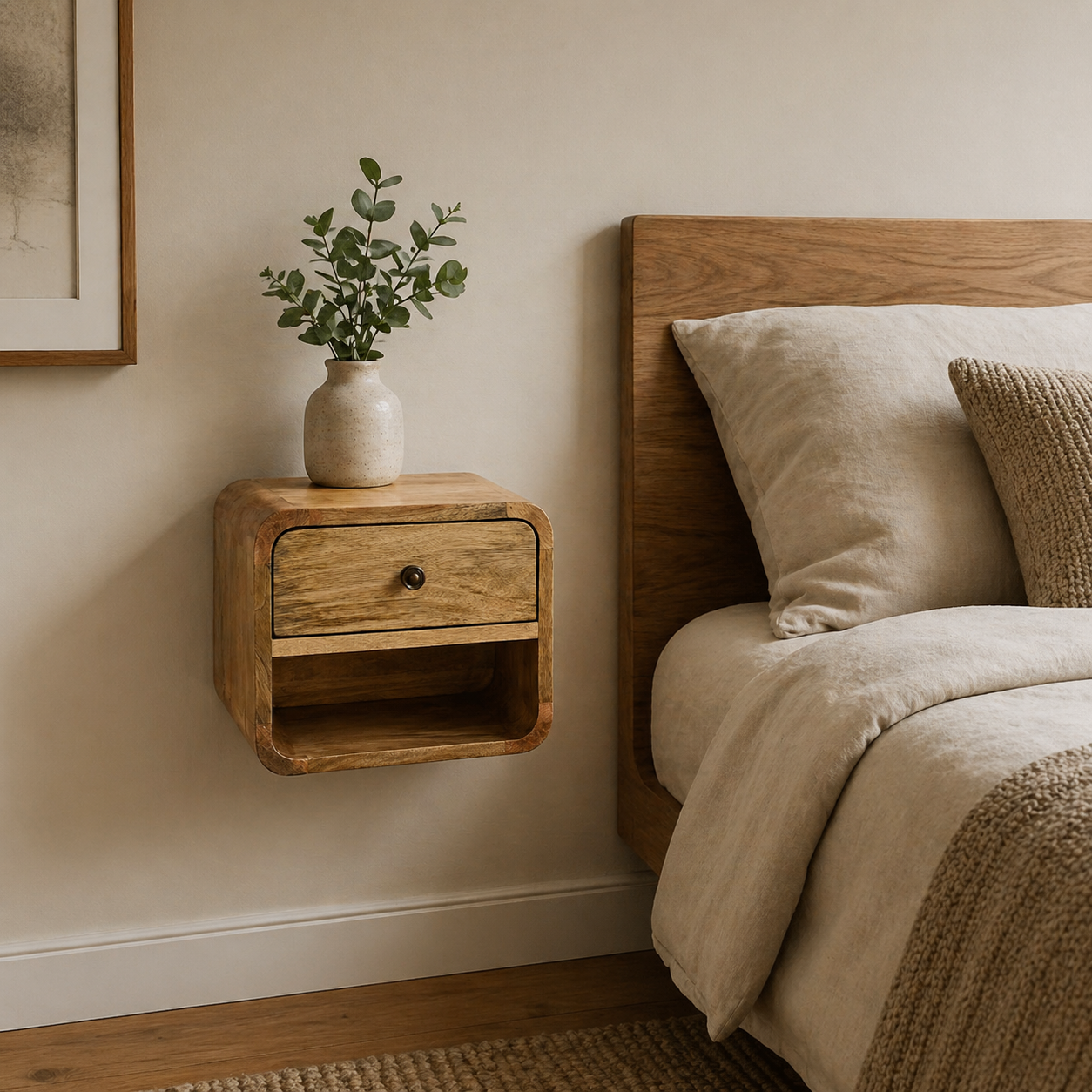 Mini Oak-ish Floating Open Bedside