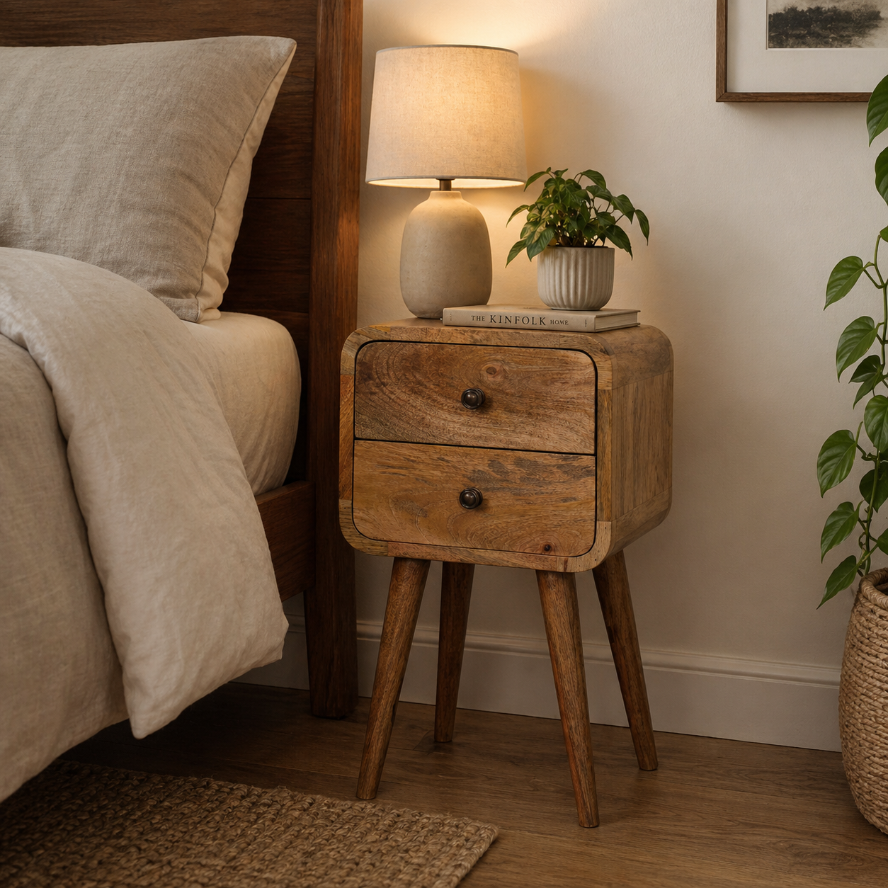 Mini Oak-ish Curved Bedside