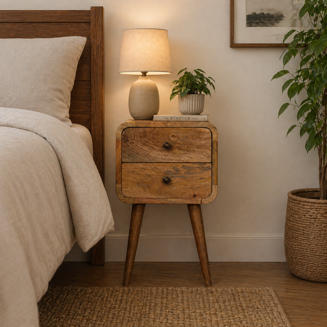 Mini Oak-ish Curved Bedside