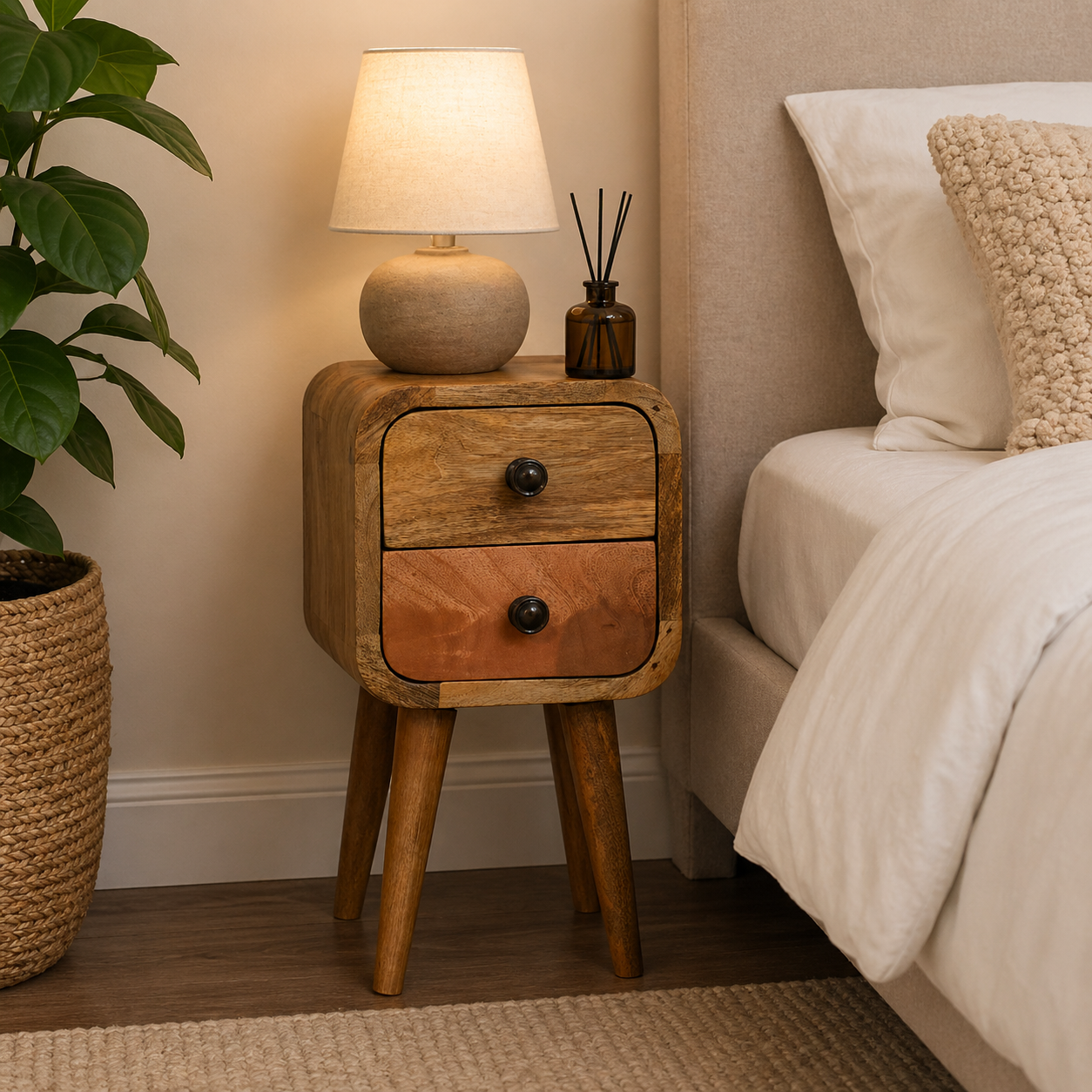 Extra Mini Curved Oak-ish Bedside