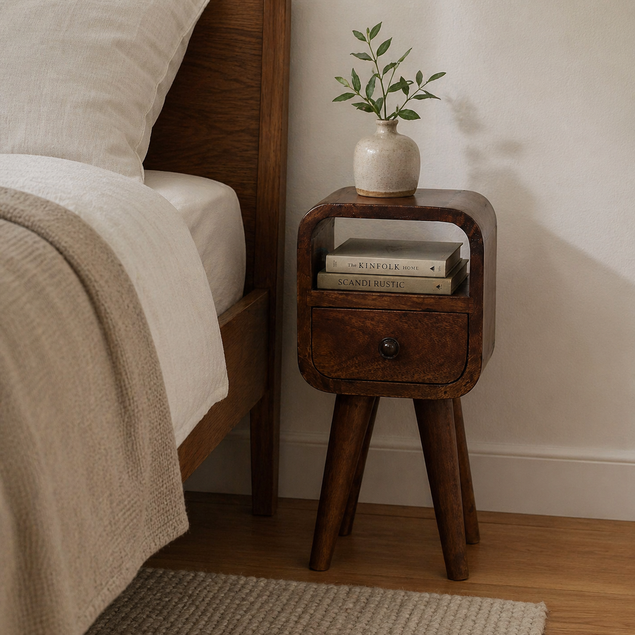 Extra Mini Chestnut Curve Open Slot Bedside