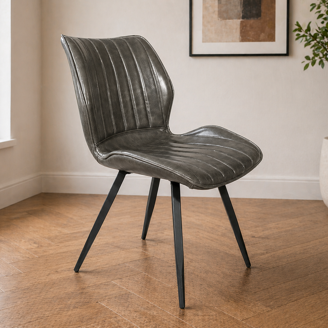 Alfa Dining Chair Vegan Leather Grey - Set of 2