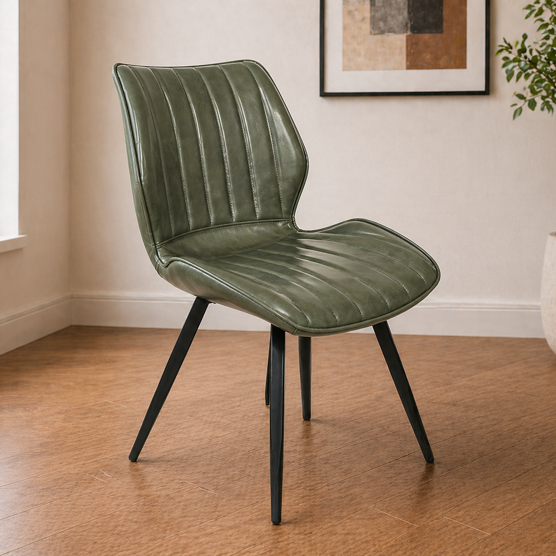 Alfa Dining Chair Vegan Leather Forest Green - Set of 2