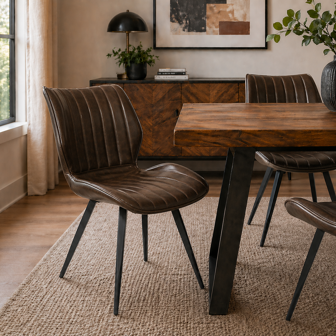 Alfa Dining Chair Vegan Leather Chestnut - Set of 2