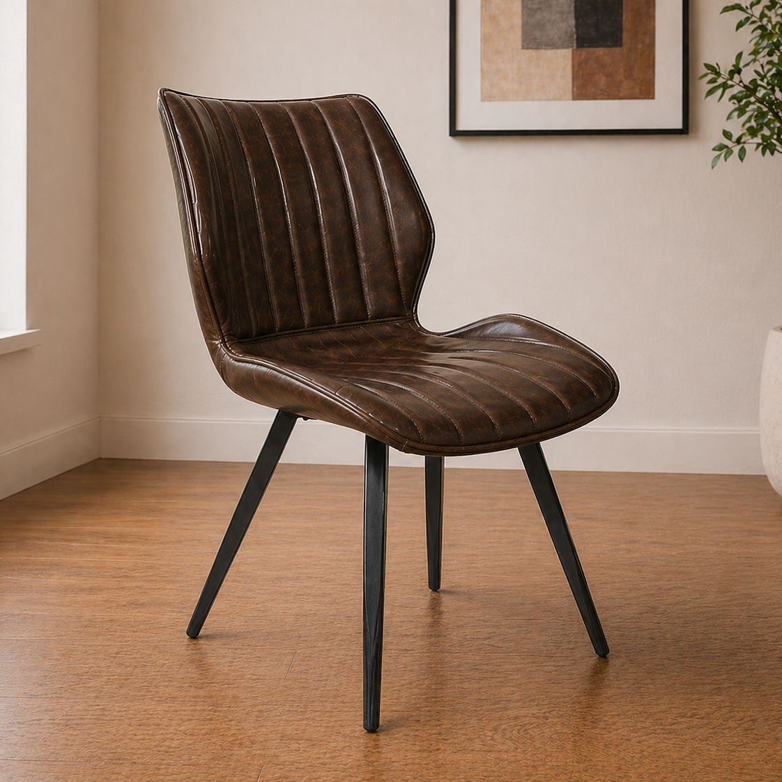 Alfa Dining Chair Vegan Leather Chestnut - Set of 2