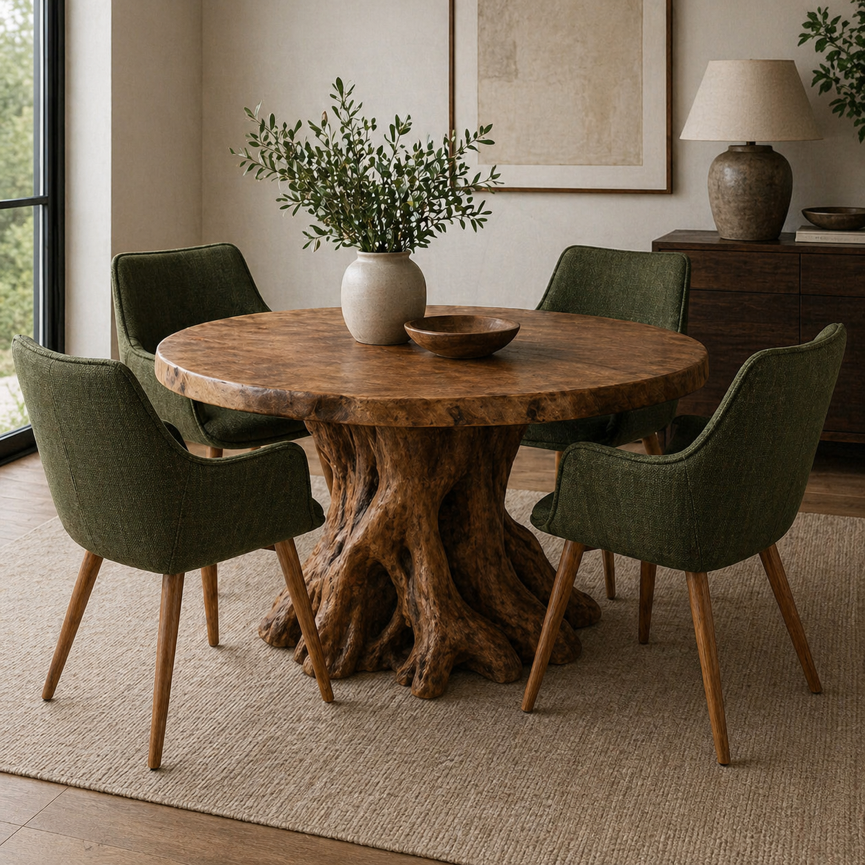 Bude Dining Chair (Olive Green Twill) - Set of 2