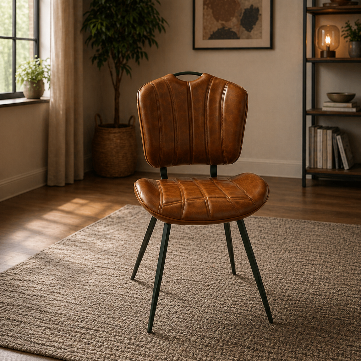 Healey Vegan Leather Chair Tan - Set of 2