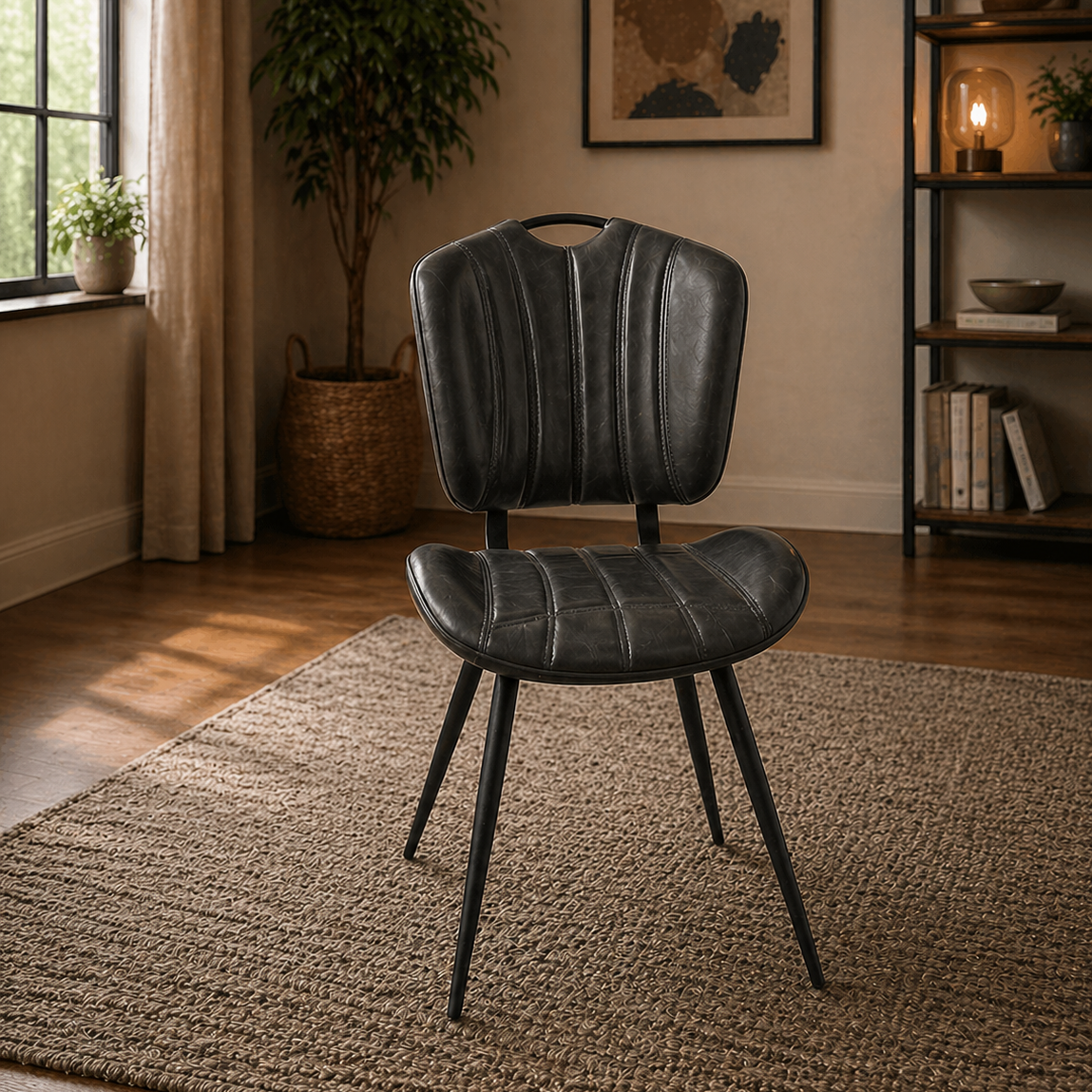 Healey Vegan Leather Chair Grey - Set of 2