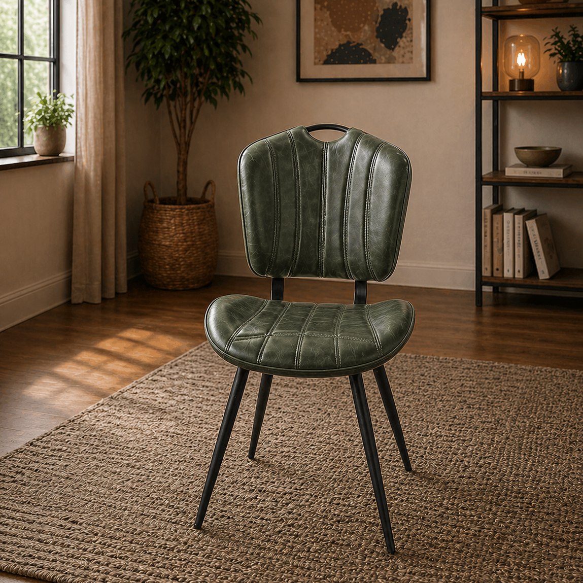 Healey Vegan Leather Chair Forest Green - Set of 2