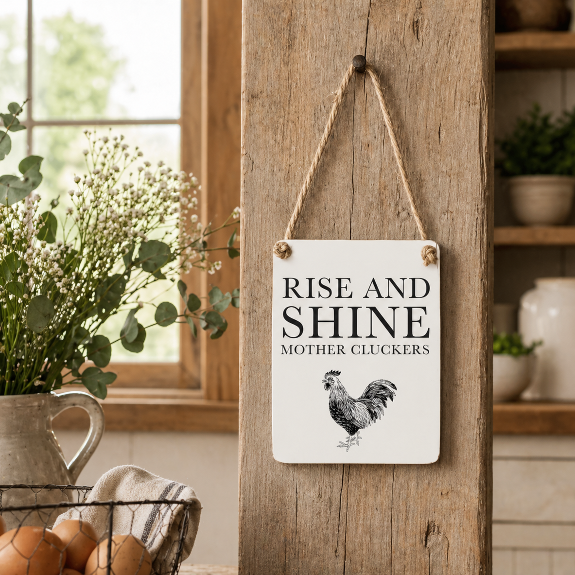 Rise And Shine Mother Cluckers Mini Metal Sign