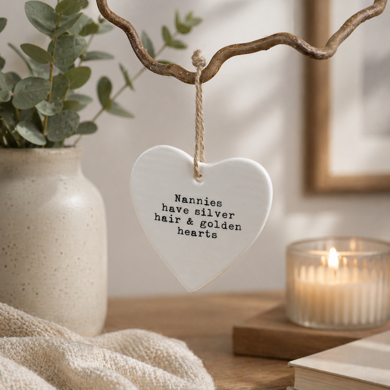 Nannie Hanging Heart - Porcelain Heart