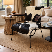 Black Cowhide Leather Armchair