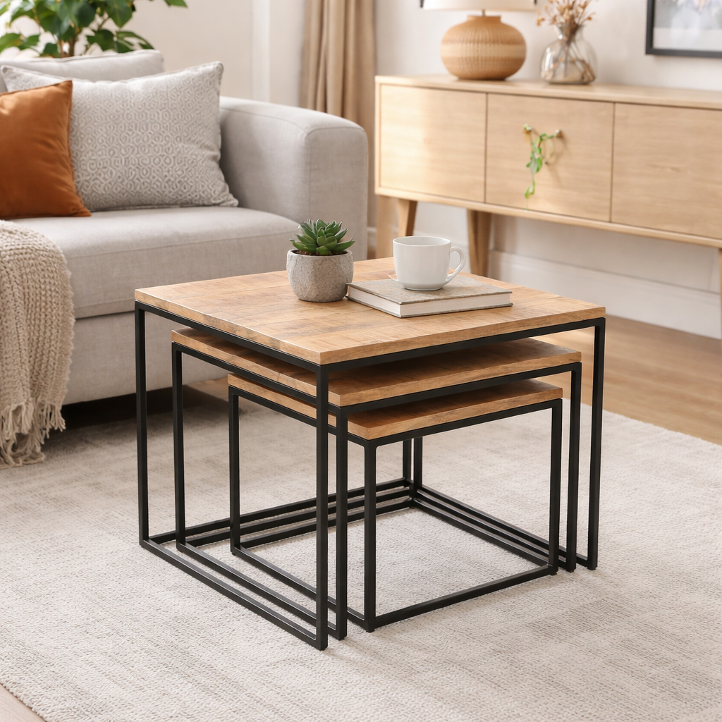 Old Empire Square Nest Of 3 Tables