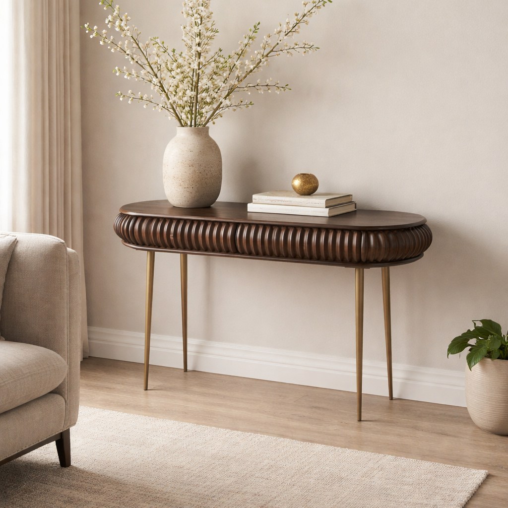 Patan Wooden Capsule 2 Drawer Console