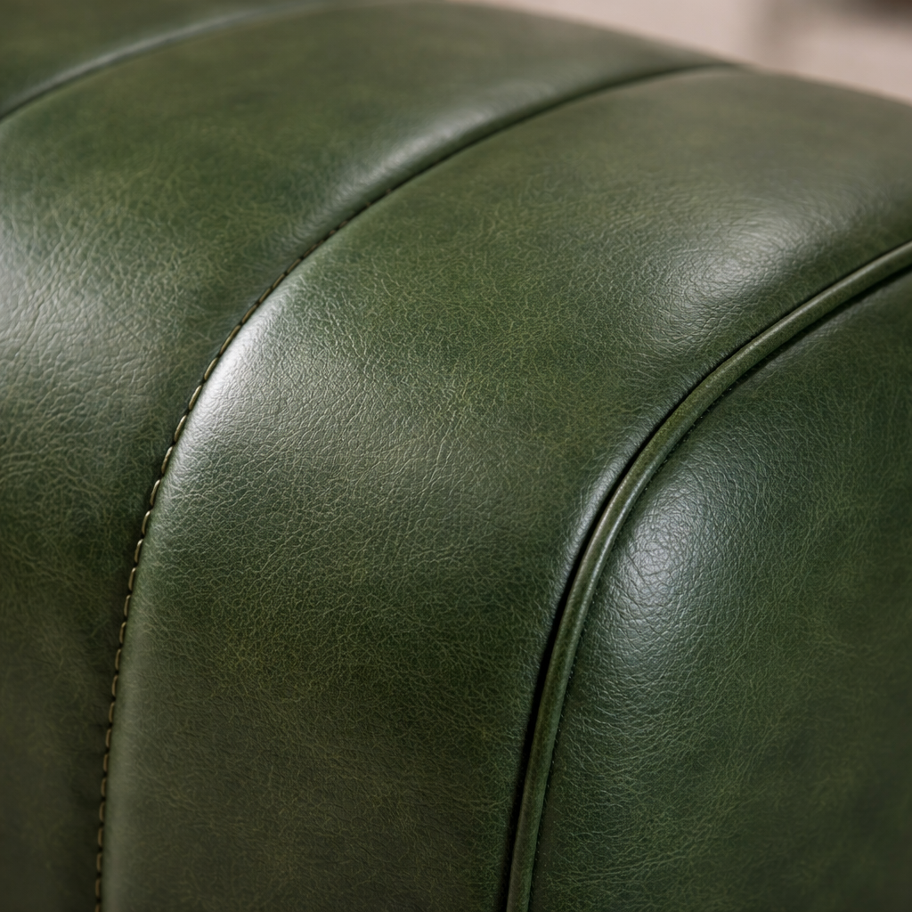 Green Leather Footstool