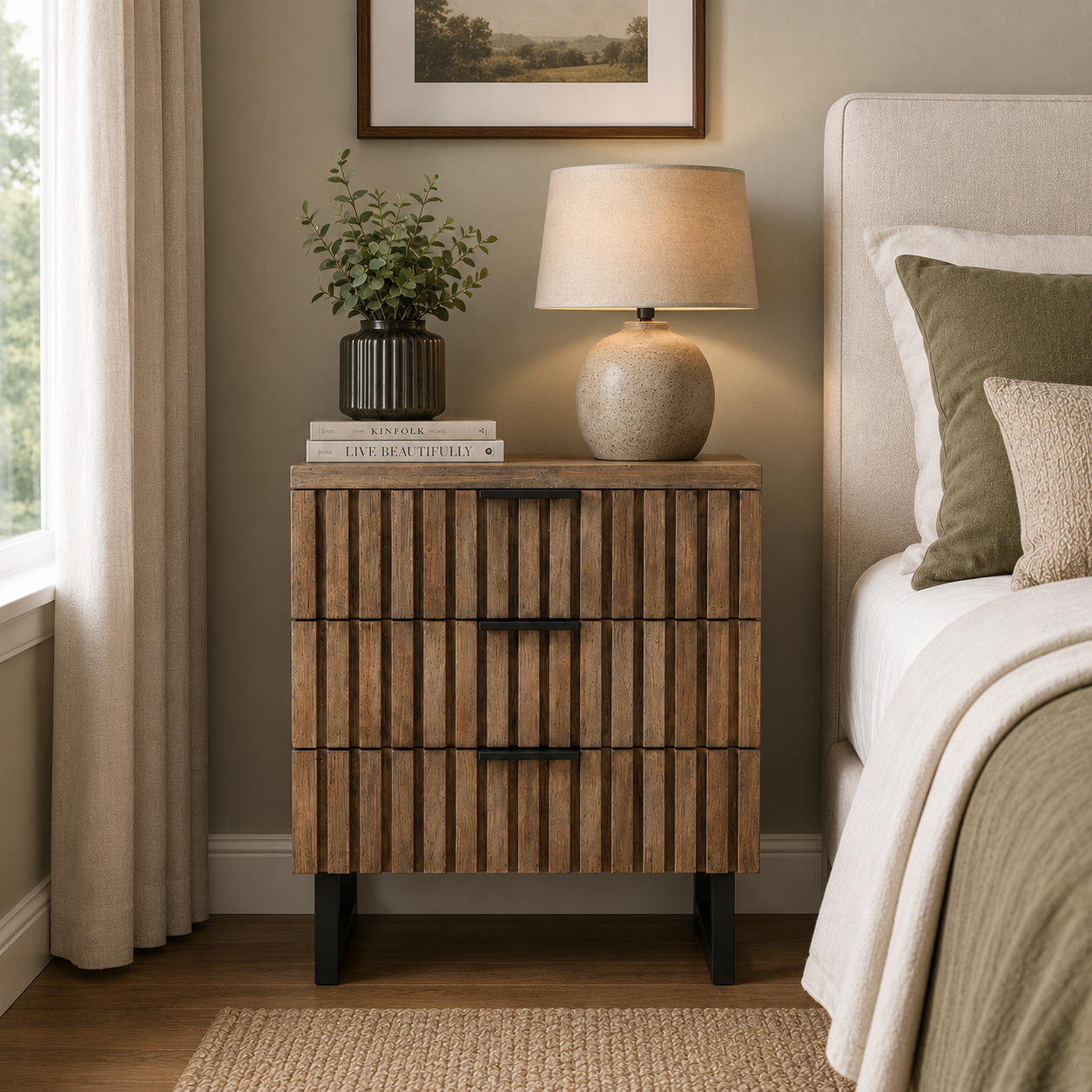 Slatted Bedside Cabinet