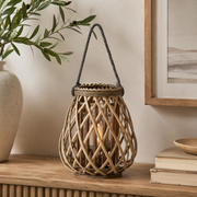 Small Wicker Bulbous Lantern