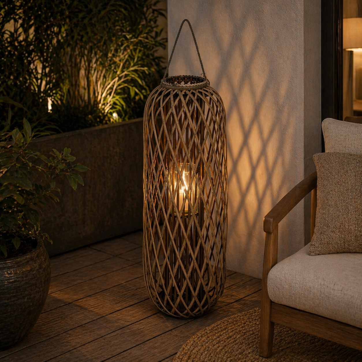 Huge Standing Wicker Lantern