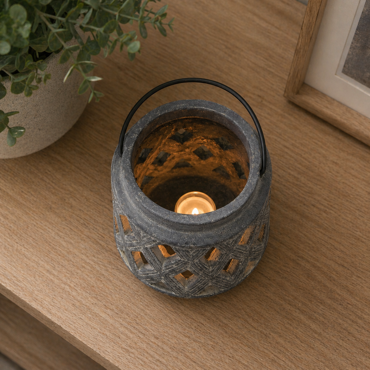 Amalfi Grey Small Lattice Lantern