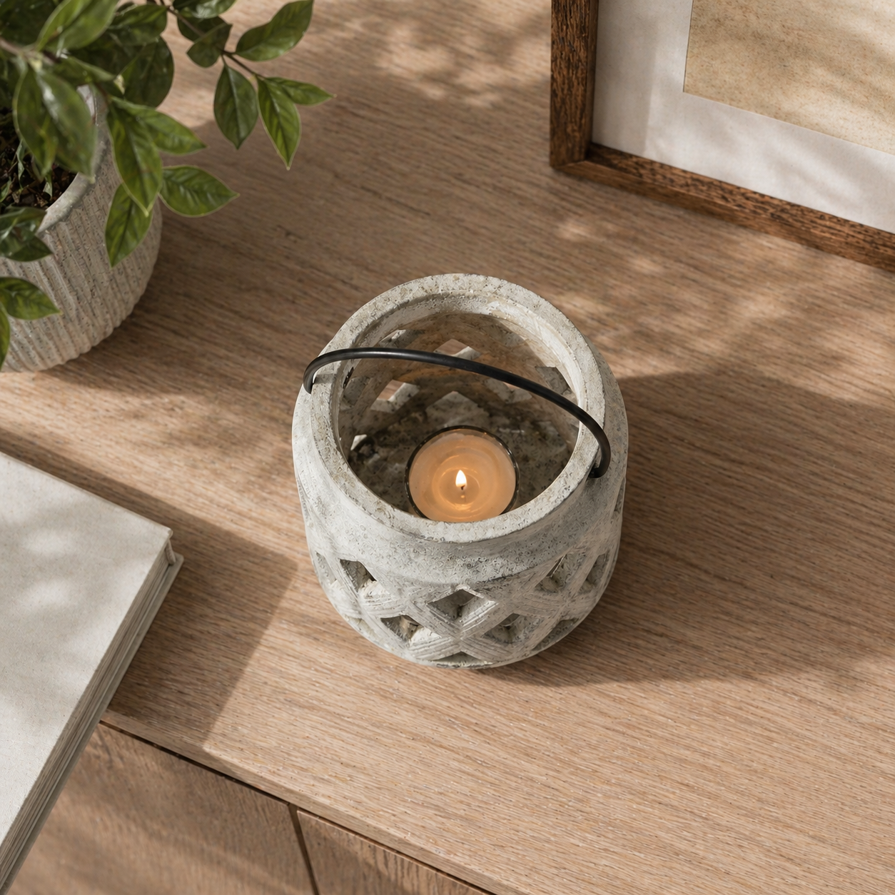Athena Stone Lattice Lantern